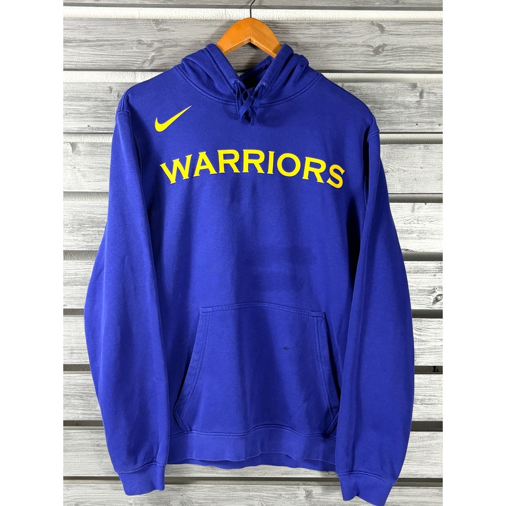 Nike Golden State Warriors Hoodie Sweatshirt Mens Large Blue Yellow distressed